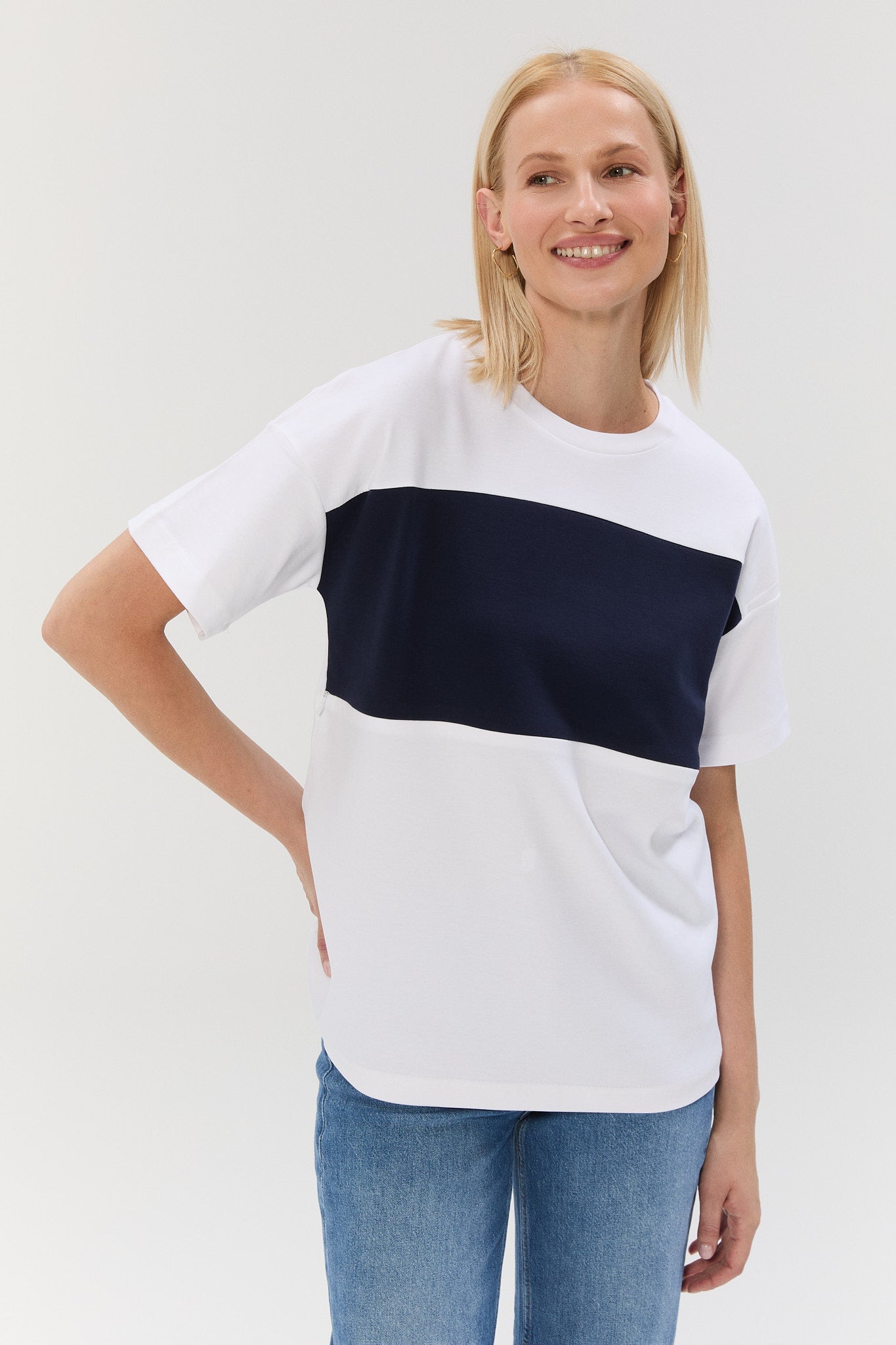 BOLDLINE TSHIRT - Beyaz/Lacivert