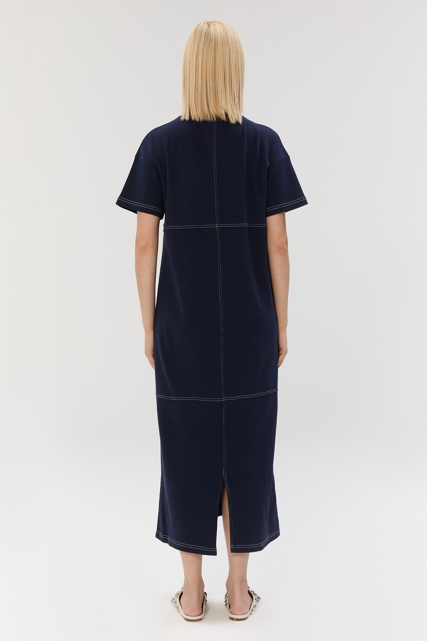 Framework Dress - Navy Blue/White