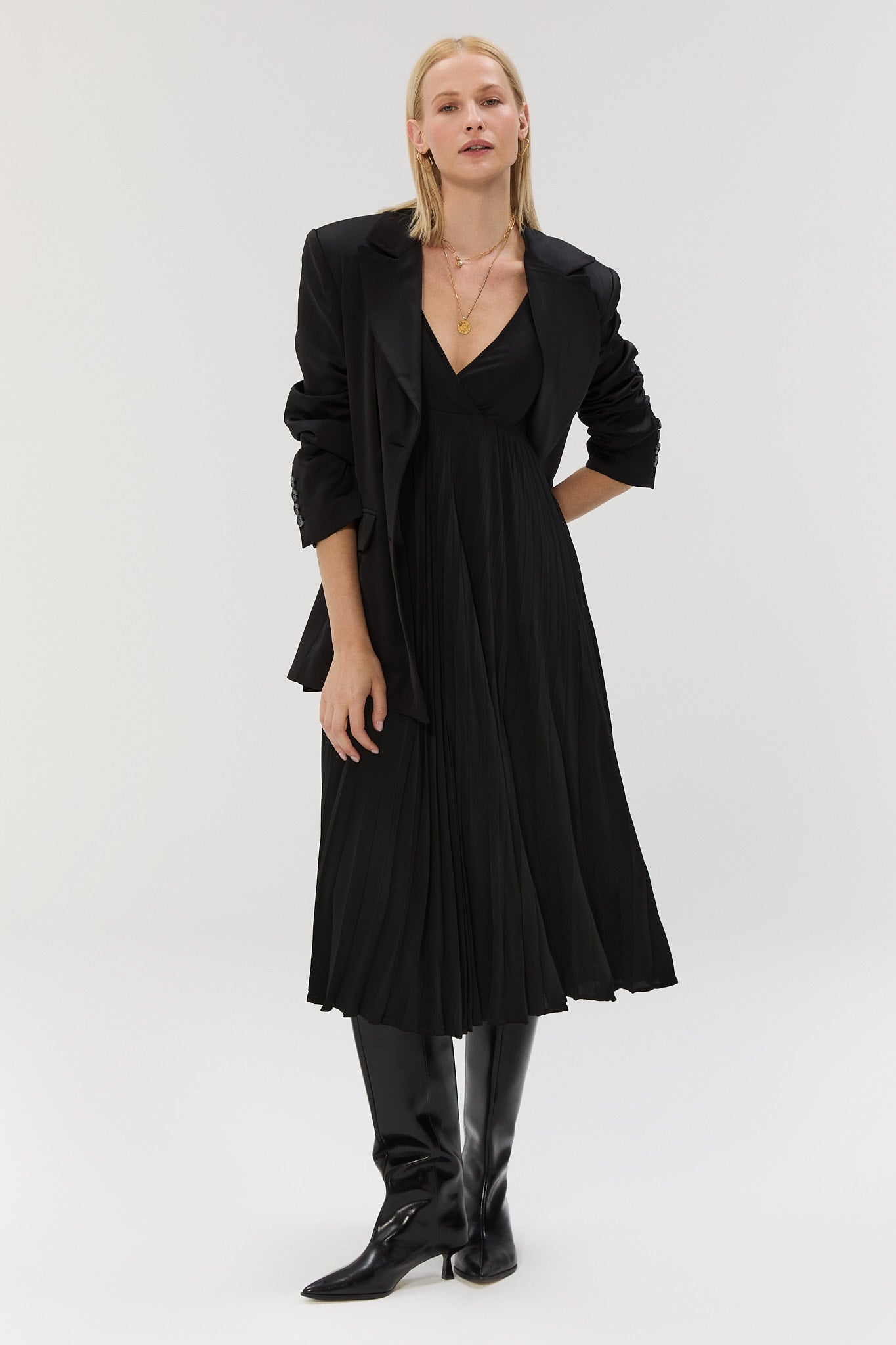 DUAL PLI Elbise - Siyah