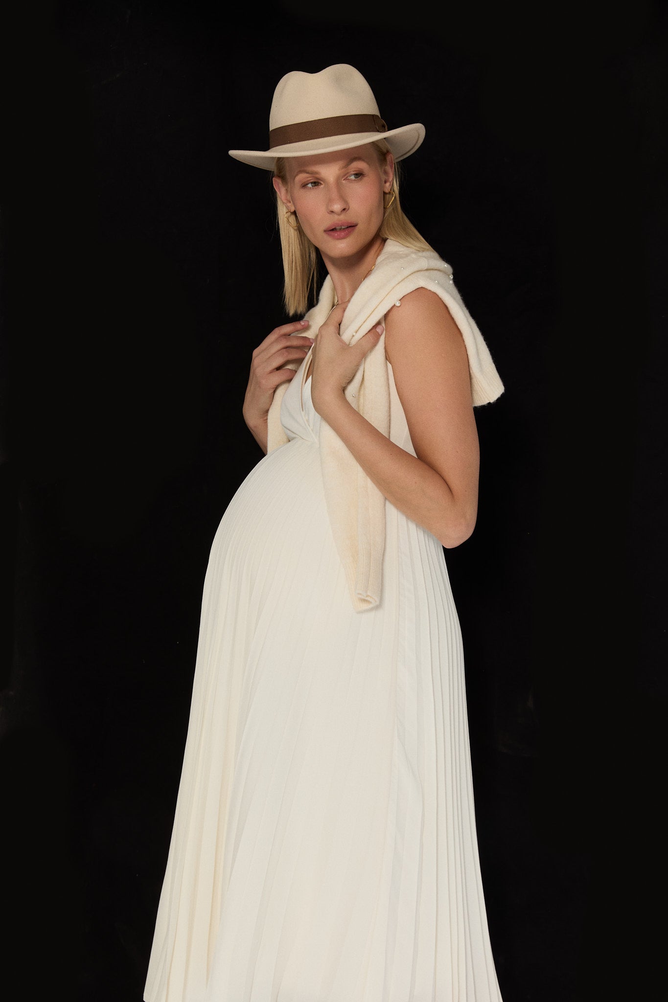 DUAL PLI Elbise - Ekru