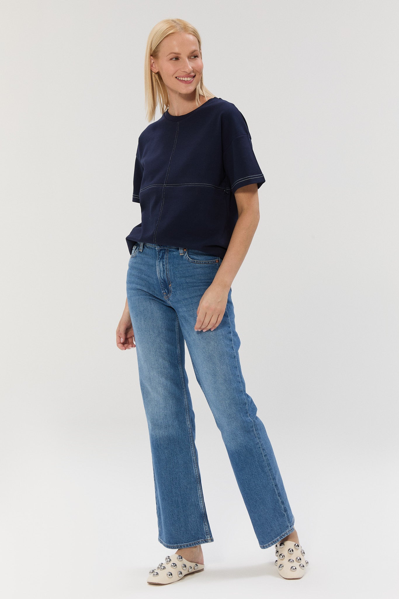 Framework T-shirt - Navy Blue/White 